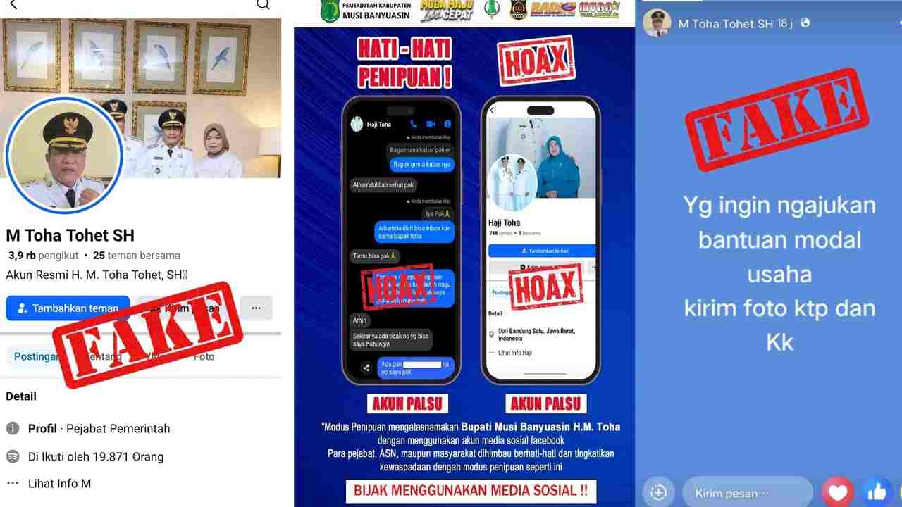 Hati-hati! Akun Facebook Palsu Ini Catut Nama Bupati Muba HM Toha