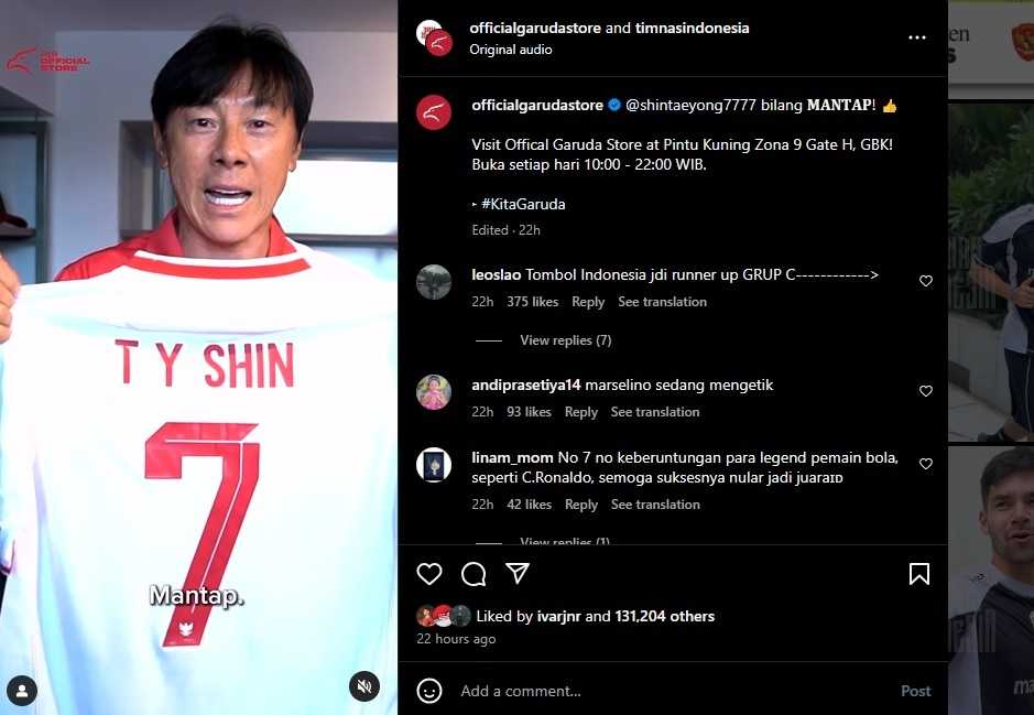 Shin Tae-yong Diberi Jersey Timnas Indonesia Nomor Punggung 7, si Rubah Bilang Mantap!