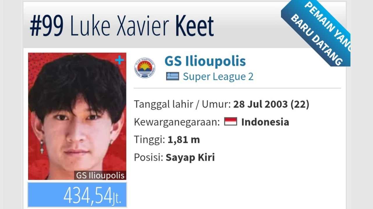  Cek Fakta: Benarkah Timnas Indonesia U-22 Panggil Winger Klub Yunani Luke Keet?