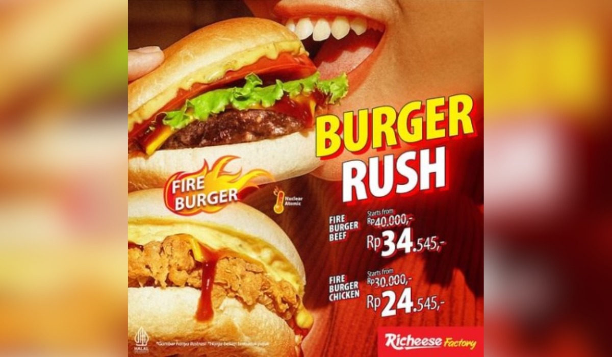 Beli Burger  Mulai dari Rp24.545 Hemat Banget! Hanya ada di Richeese Factory  Fire Burger