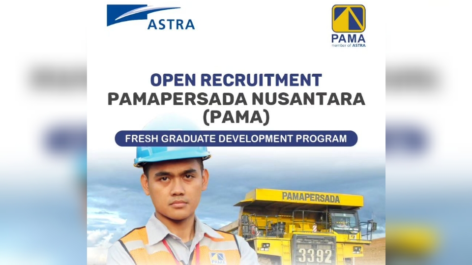 Fresh Graduate! Perusahaan Pertambangan PT Pamapersada Nusantara (PAMA) Buka 5 Lowongan Kerja Ini Jabatannya