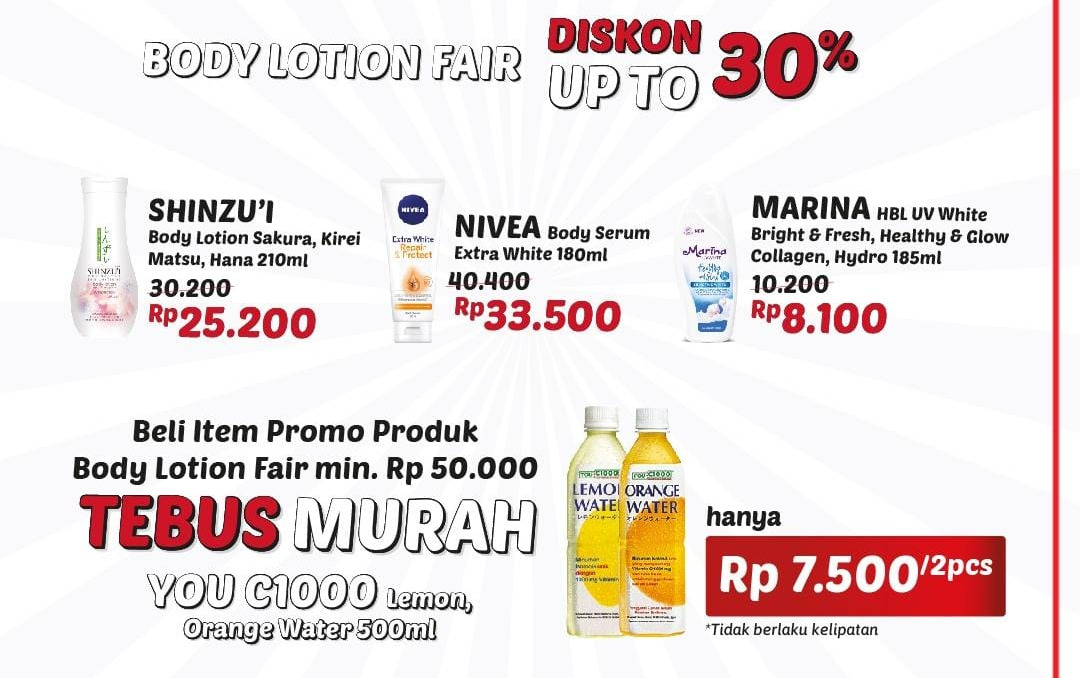 Katalog Promo Baper Berat Alfamidi, Body Lotion Fair Diskon 30%, Shinzu'i Hanya Rp25.200