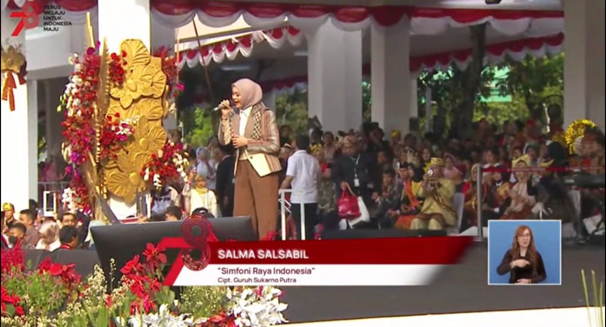 BANGGA! Salma Salsabil Nyanyikan Lagu 'Simfoni Raya Indonesia' di Istana Negara Hingga Trending di Twitter