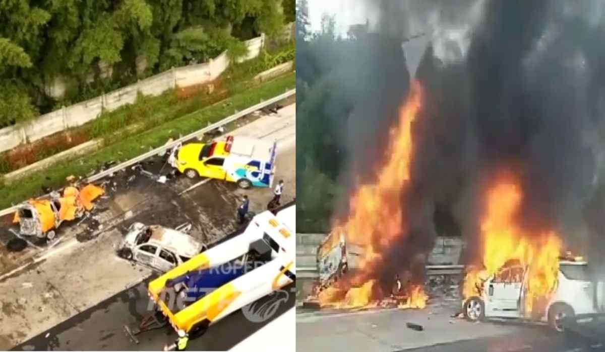 3 Kendaraan Adu Banteng di Tol Jakarta-Cikampek, 2 Mobil Terbakar, 9 Orang Diduga Tewas