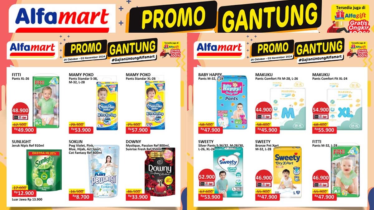 Promo Katalog Alfamart 1-15 November 2024, Popok Bayi Cuma Rp30 Ribuan, Diskon 40 Persen