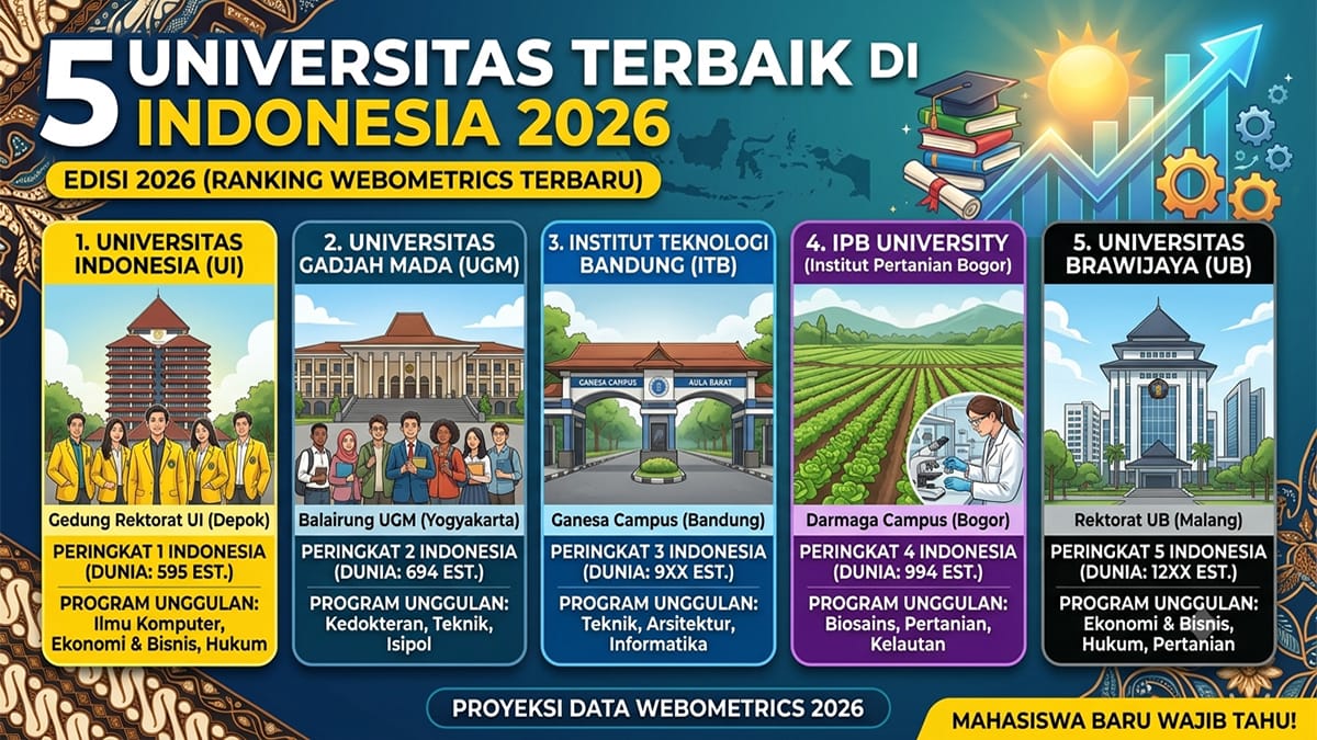 Kupas Tuntas Profil 5 Universitas Terbaik di Indonesia Versi Pemeringkatan Webometrics Terbaru