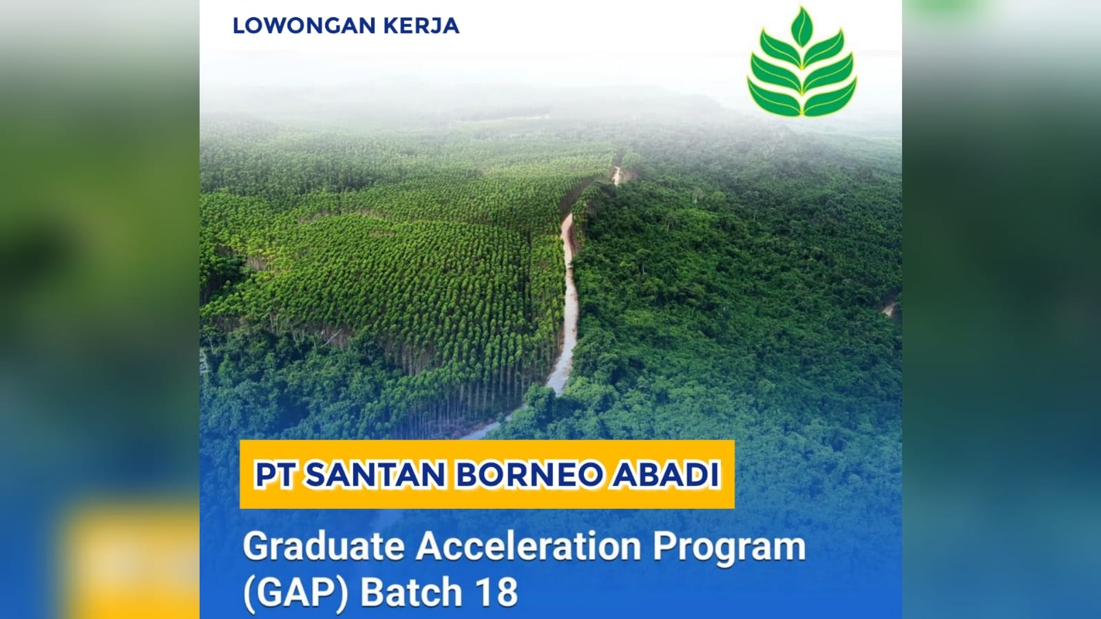 Lowongan Kerja Terbaru PT Santan Borneo Abadi Graduate Acceleration Program Batch 18 Simak Persyaratannya