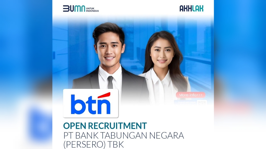 Lowongan Kerja PT Bank Tabungan Negara (Persero) Tbk Penempatan 22 Wilayah Termasuk Palembang