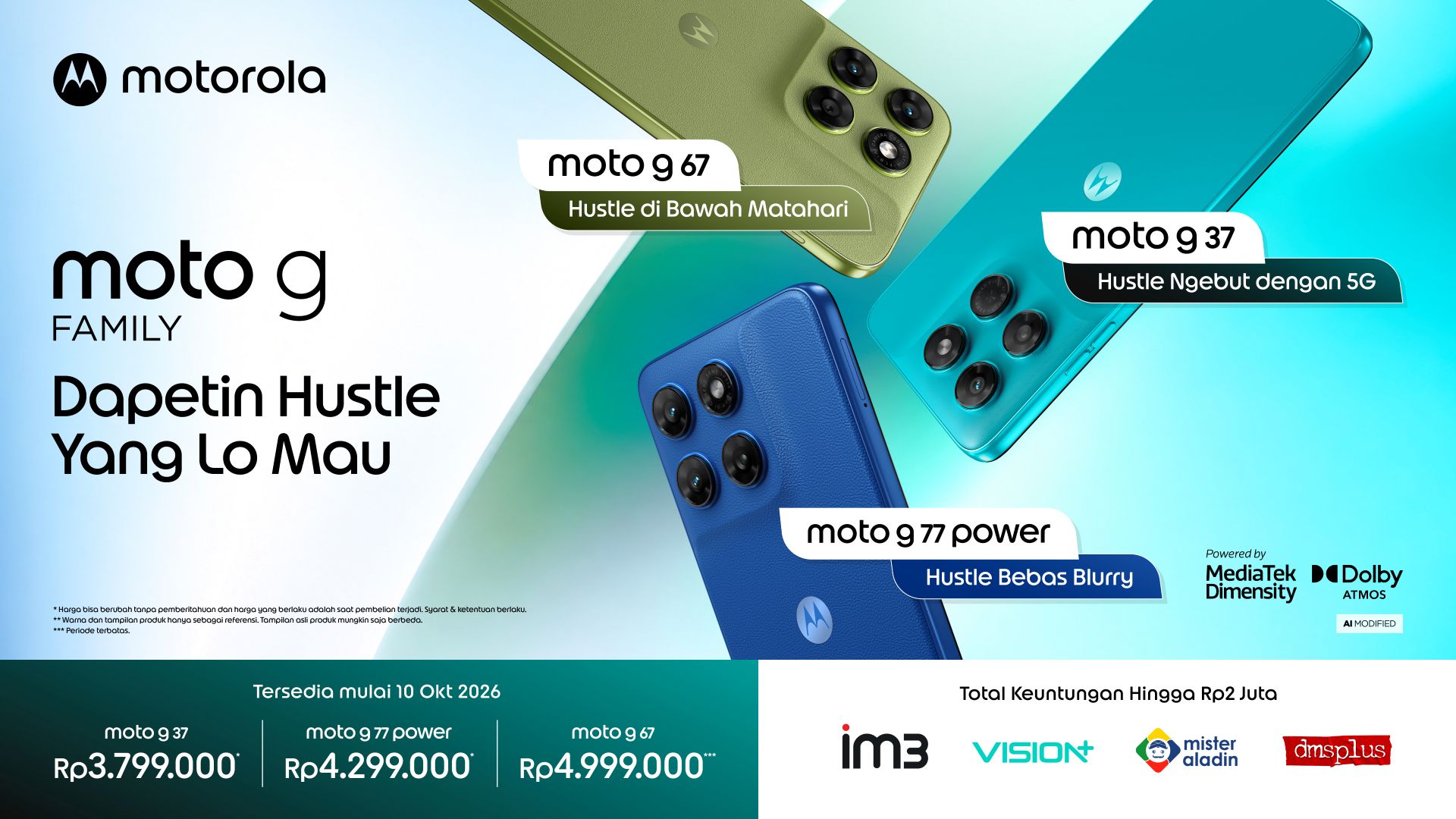 Motorola Guncang Pasar HP Indonesia! Moto g37, g77 Power dan g67 Punya Baterai Jumbo, Dolby Atmos