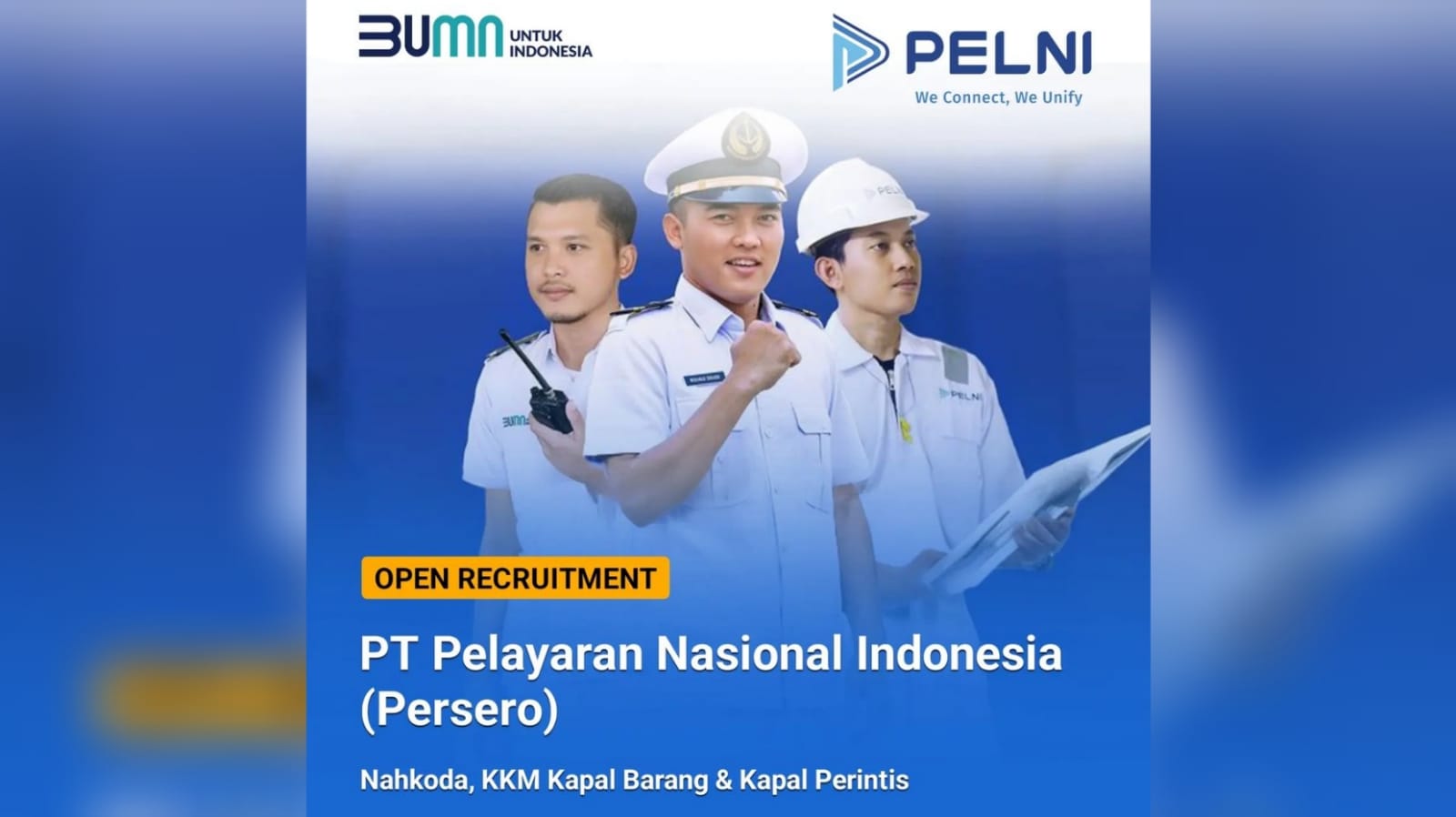 Lowongan Kerja BUMN PT Pelayaran Nasional Indonesia (Persero) ada 3 Posisi Jabatan