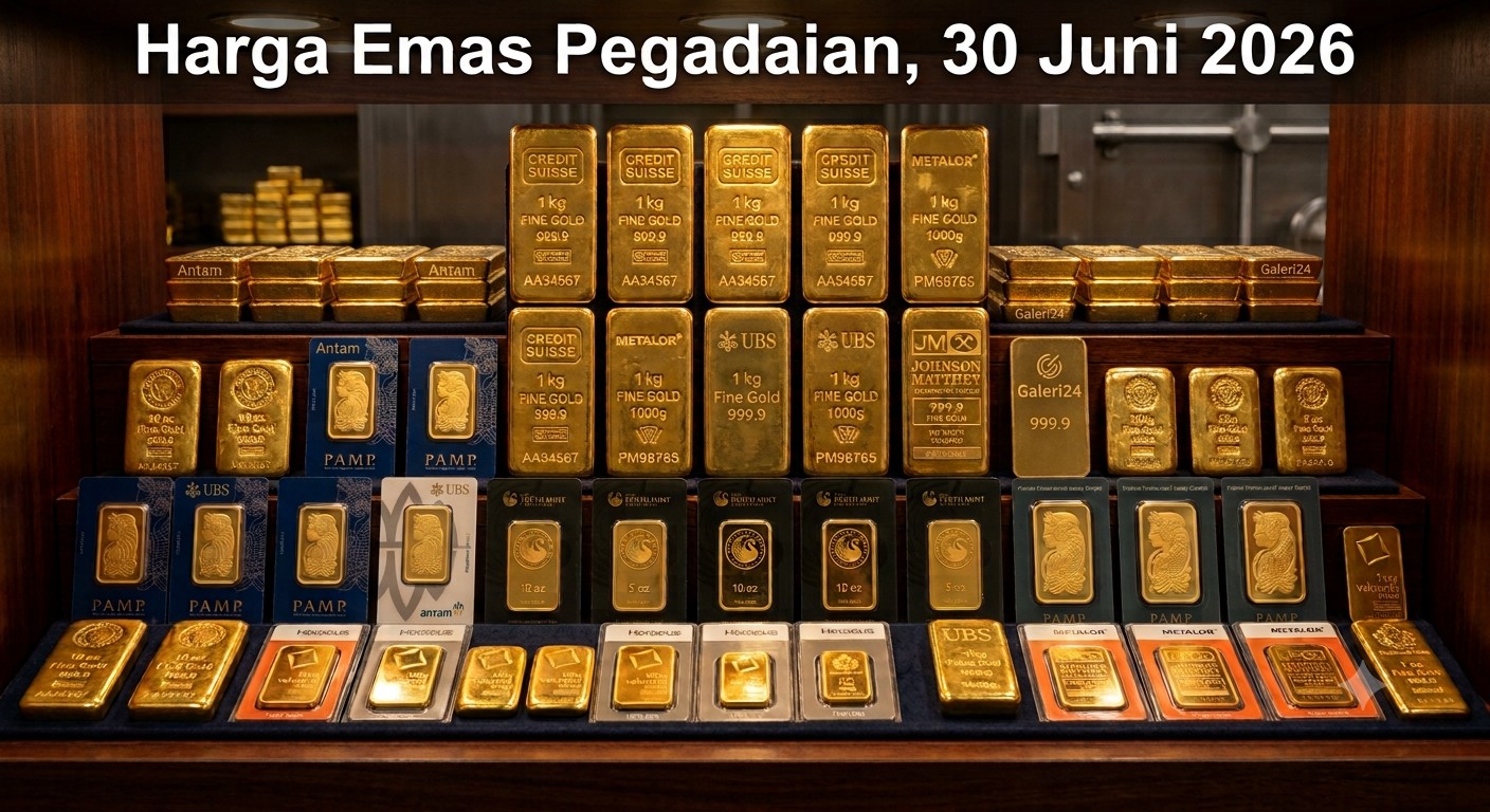Update Harga Emas Pegadaian 30 Juni 2026: Antam, UBS, dan Galeri24 Sama-sama Anjlok