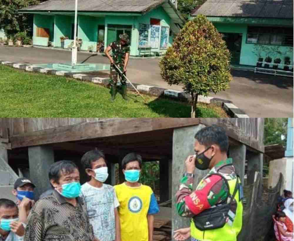 Serda Indra Lakukan Komsos, Serda Suratmin Bersih-bersih Makoramil