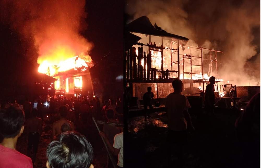Tanjung Atap Membara, Tiga Rumah Terbakar