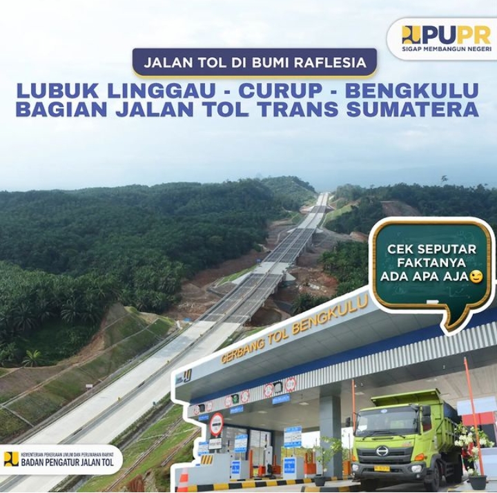 Jalan Tol Lubuk Linggau - Curup - Bengkulu Sepanjang 95,8 KM Siap Beroperasi?