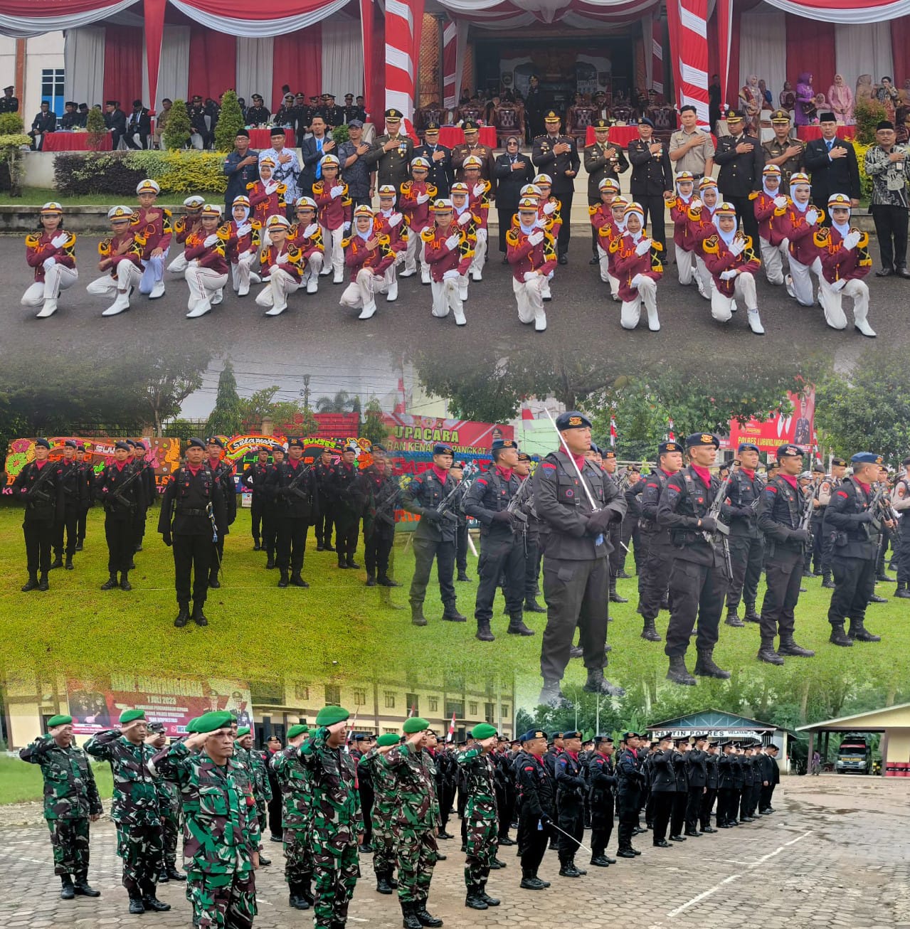 Personel Satuan Brimob Polda Sumsel Batalyon B Pelopor Ikuti Upacara Peringatan HUT Bhayangka Ke -77