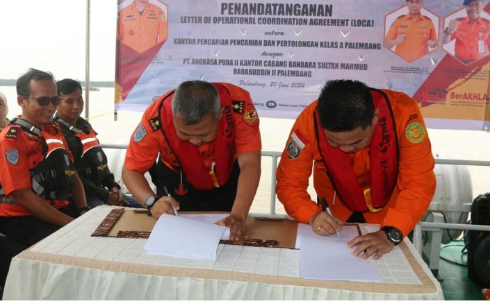 Sinergi SAR Penerbangan, Basarnas Palembang Teken LOCA dan MoU dengan para Pihak Ini