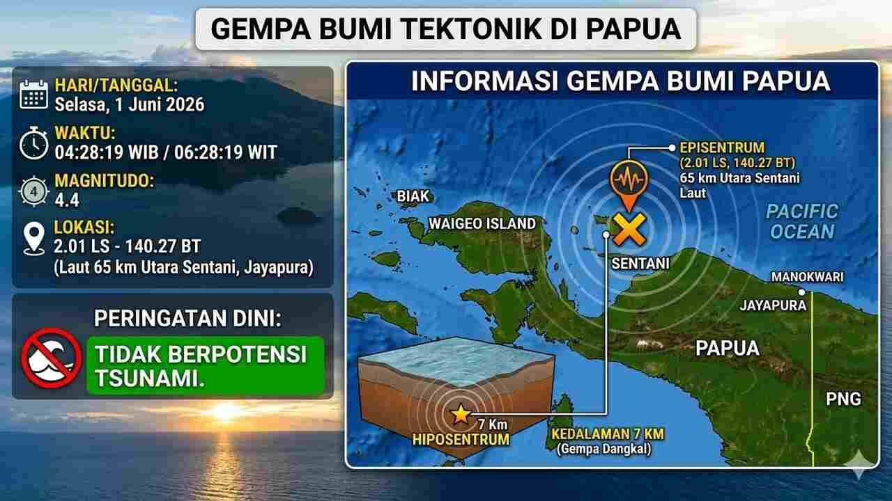 Pagi Ini Indonesia Diguncang Sejumlah Gempa, Terkuat M 4,4 di Papua