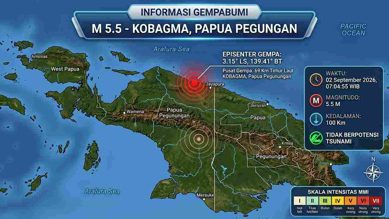 Pagi-Pagi Papua Diguncang Gempa M5,5, BMKG: Tak Berpotensi Tsunami