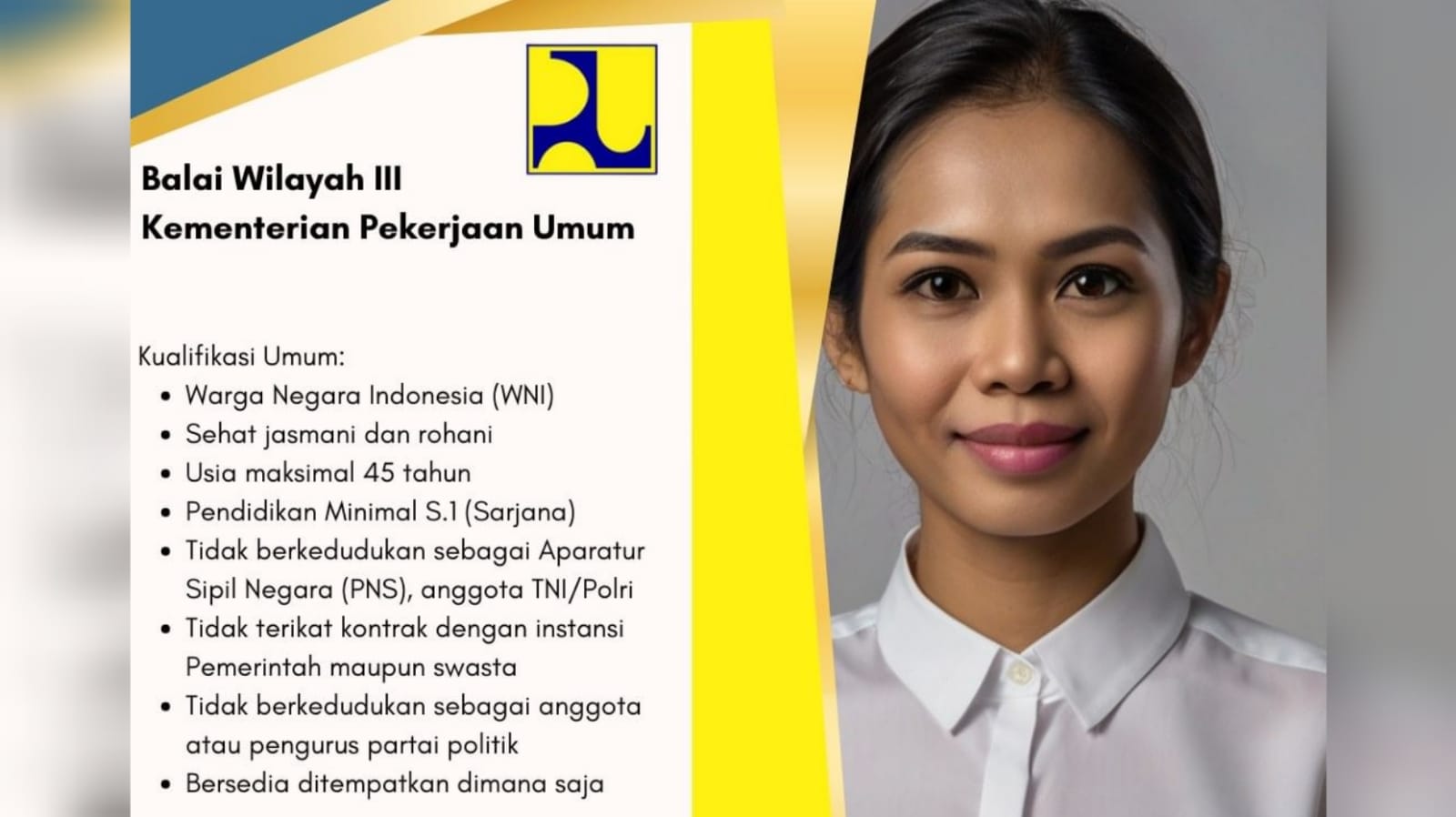 Balai Wilayah III Kementerian Pekerjaan Umum Buka Lowongan Kerja Lulusan SMK, Simak Posisi dan Syaratnya!