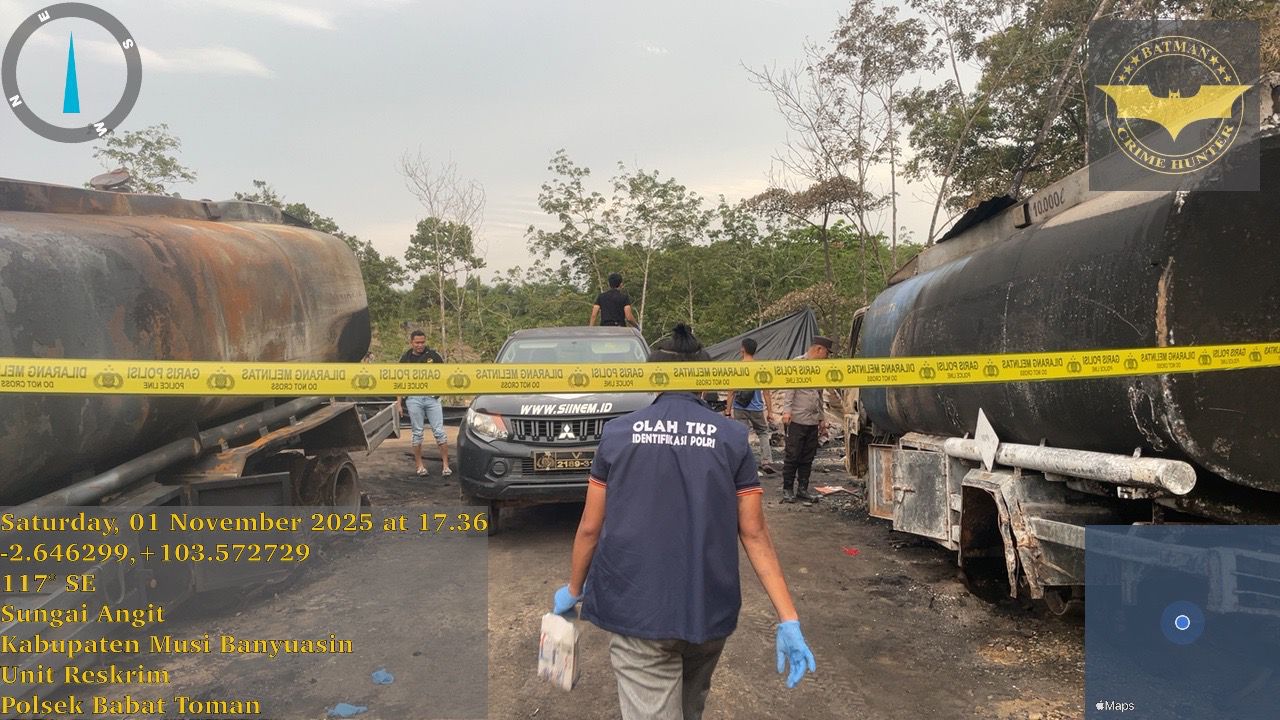 Lokasi Ilegal Refenery Terbakar, Polsek Babat Toman Kejar Pemiliknya