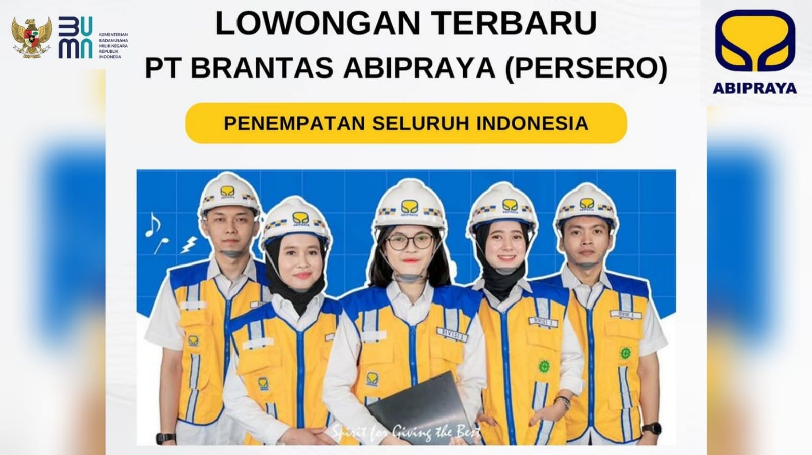 Lowongan Kerja Perusahaan BUMN PT Brantas Abipraya Buka Posisi IT Manajemen Talenta untuk Mahasiswa Aktif