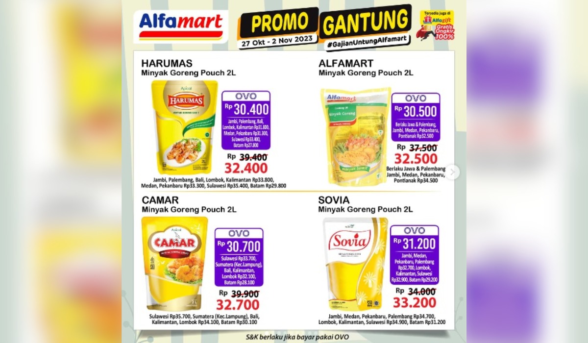 Katalog Promo Gantung Alfamart Periode 27 Oktober 2023, Dapatkan CAMAR pouch 2L Pakai Ovo Rp30.700