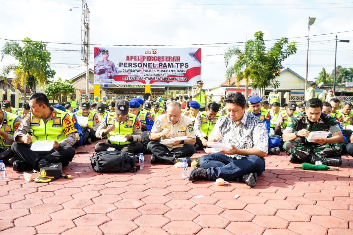 Pj Bupati Muba Bersama Forkopimda Cek Kesiapan Personel Pengamanan TPS Pemilu 2024