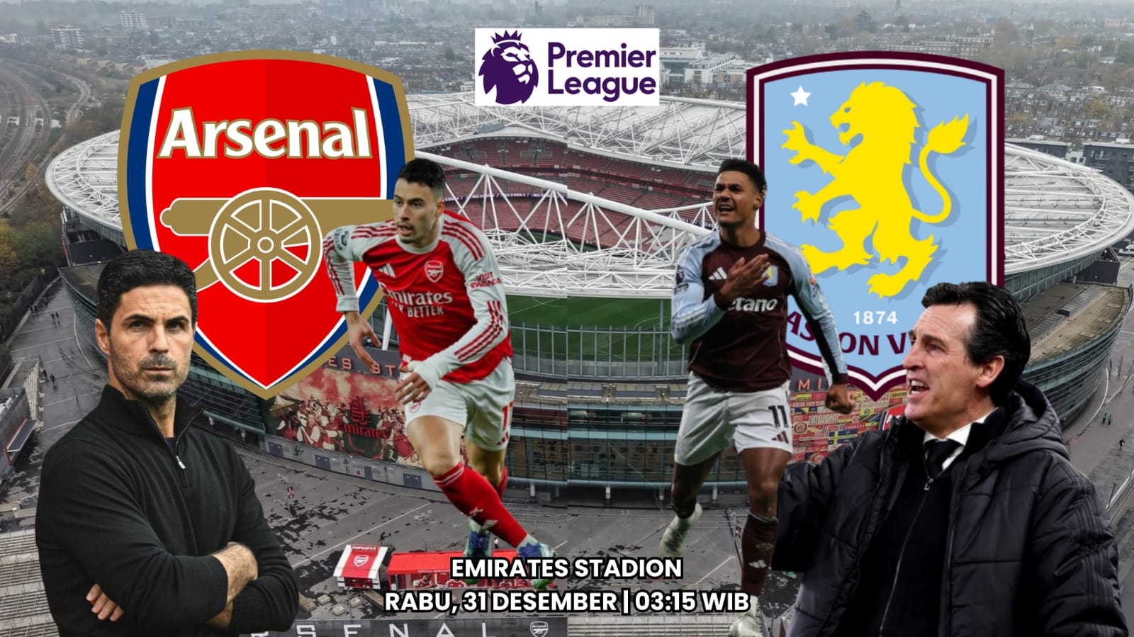 Prediksi Arsenal vs Aston Villa Mampukah Unai Emery Pertahankan Rekor 11 Kemenangan Beruntun