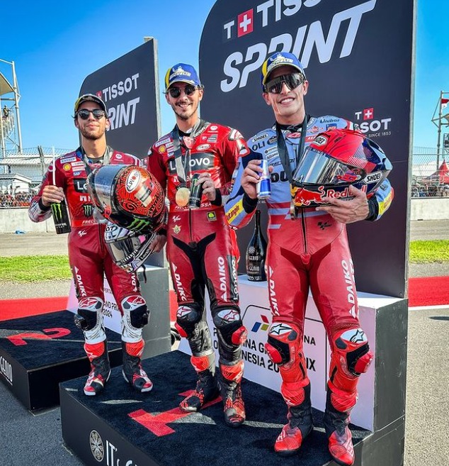 Hasil Sprint Race MotoGP Indonesia 2024, Pecco Bagnaia Podium 1, Jorge Martin Finish Posisi 10