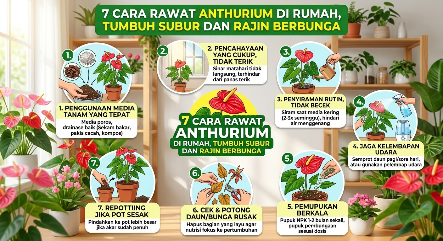 Daun Cuma Lebat Tapi Gagal Mekar? Ini 7 Rahasia Merawat Anthurium Agar Rajin Berbunga dan Bikin Asri Rumah