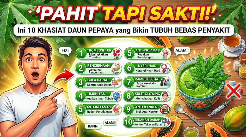 Pahit tapi Sakti! Ini 10 Khasiat Daun Pepaya yang Bikin Tubuh Bebas Penyakit