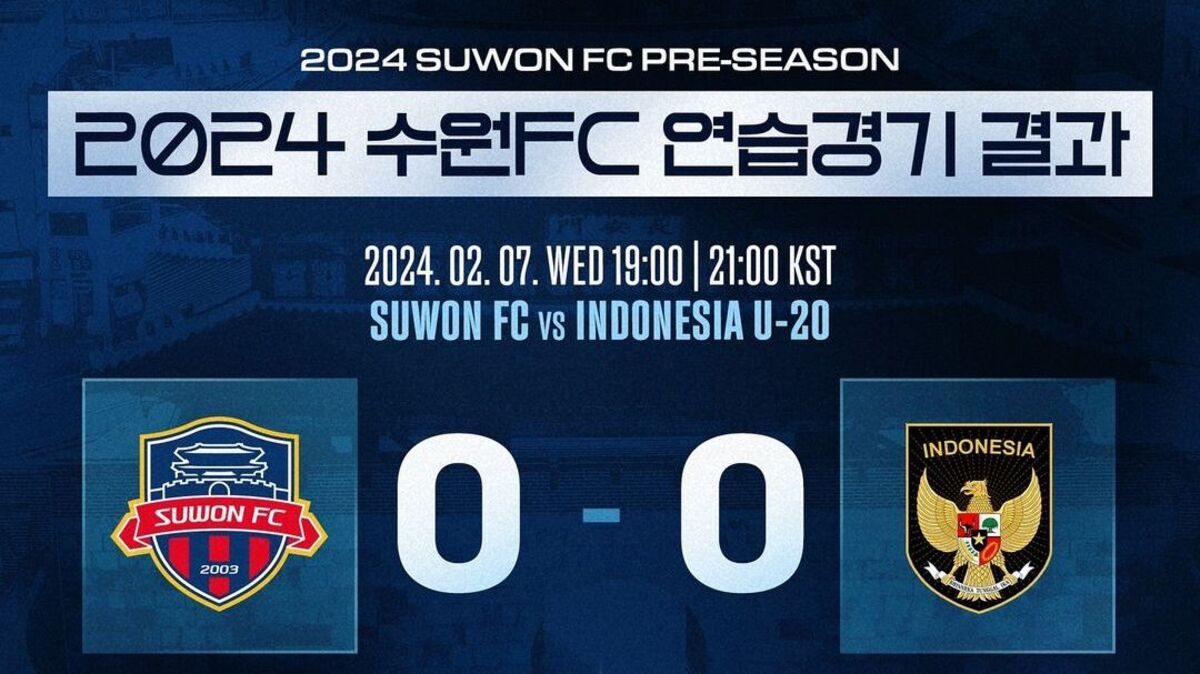 Timnas Indonesia U20 Tahan Imbang Suwon FC, Skor akhir Laga Ujicoba 0-0