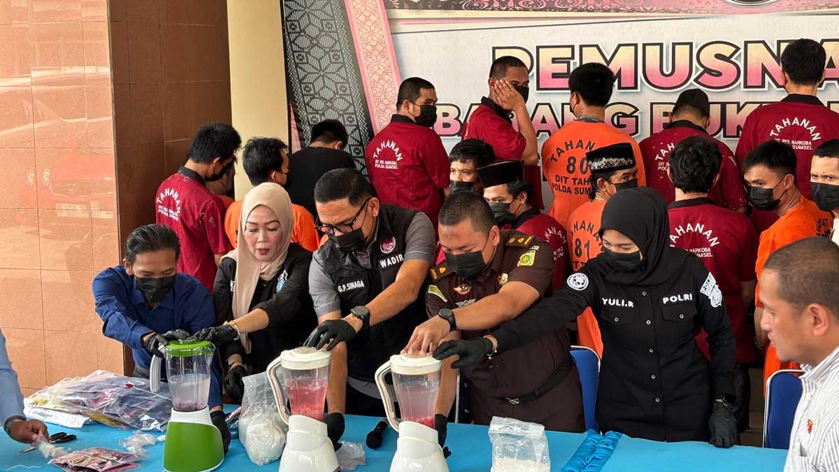 Narkoba Rp5,7 Miliar Dimusnahkan! 27 Tersangka di Sumsel Terancam Pidana Mati