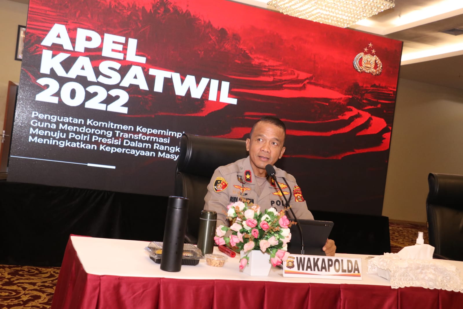 Wakapolda Sumsel Ikuti Apel Kasatwil 2022 Secara Virtual