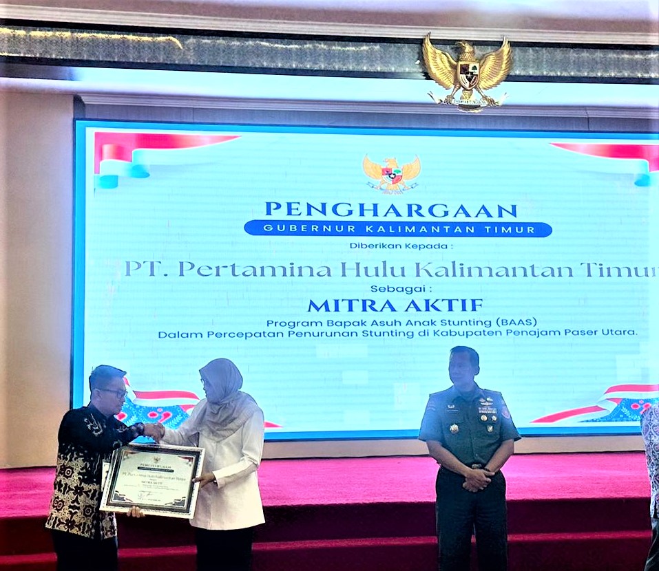 Berpartisipasi Turunkan Angka Stunting, Pertamina Hulu Kalimantan Timur Terima Penghargaan dari BKKBN Kaltim