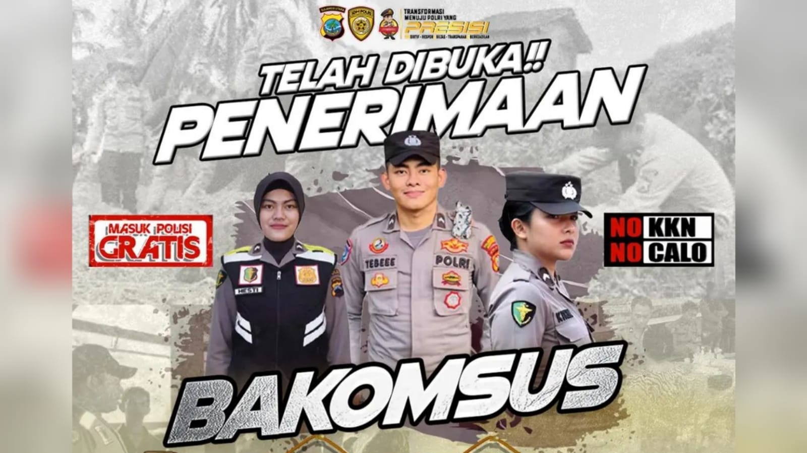 Rekrutmen Besar-besaran Bintara Kompetensi Khusus (Bakomsus) POLRI Lulusan SMA/SMK Tahun Anggaran 2025