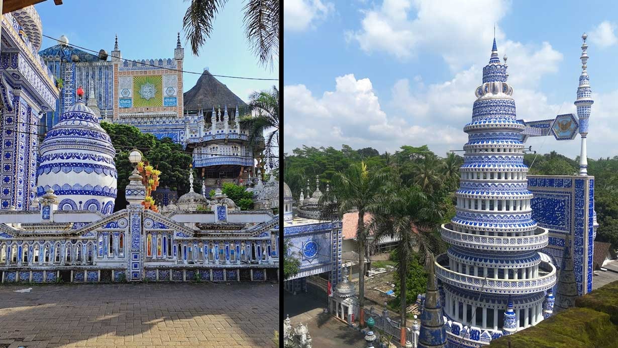 Arsitektur Masjid di Malang Unik, Atapnya Berbentuk Kerucut, Dihiasi Keramik Warna Biru