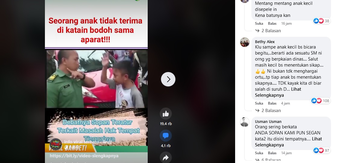 Viral! Anak Debat dengan Oknum TNI, Tidak Terima Dibilang Bodoh