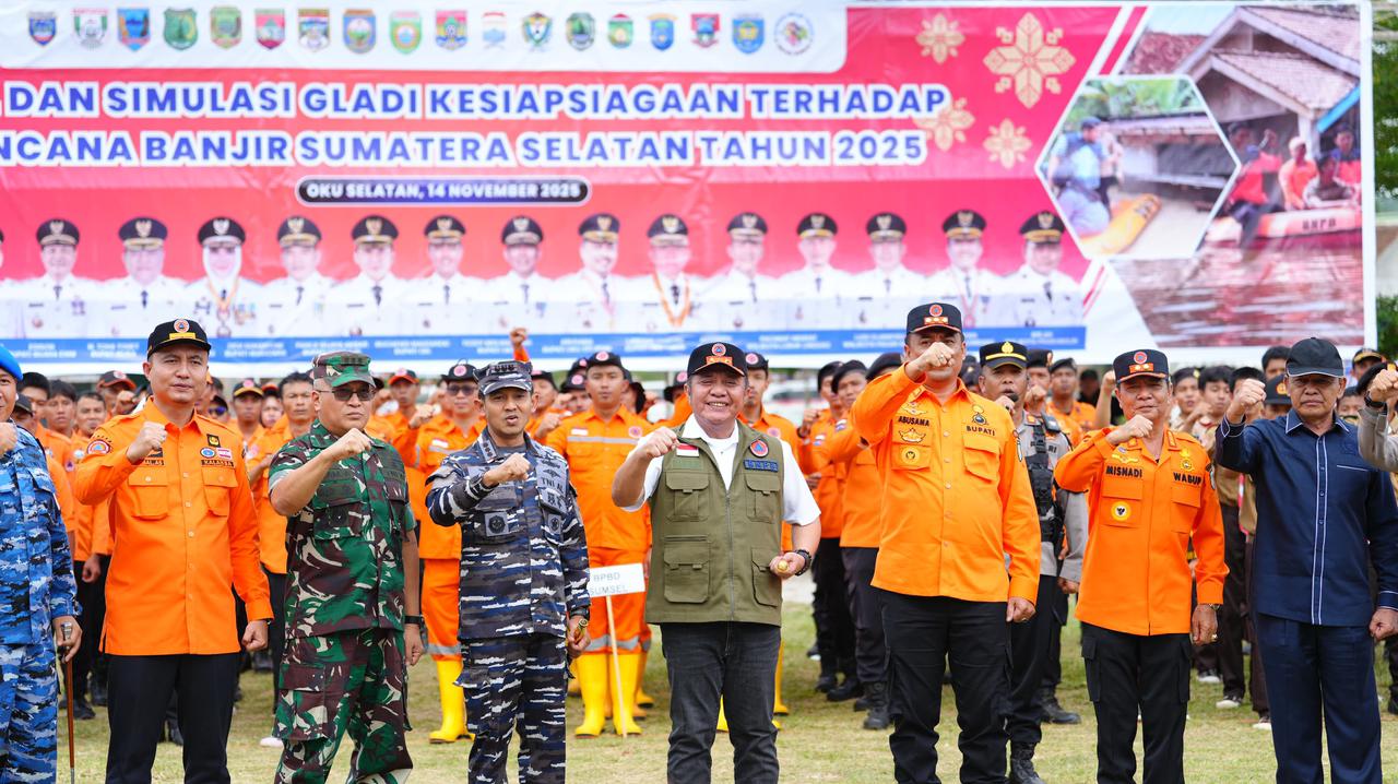Gubernur Herman Deru Pimpin Simulasi Bencana Banjir, 800 Personel Diminta Tingkatkan Kesiapsiagaan