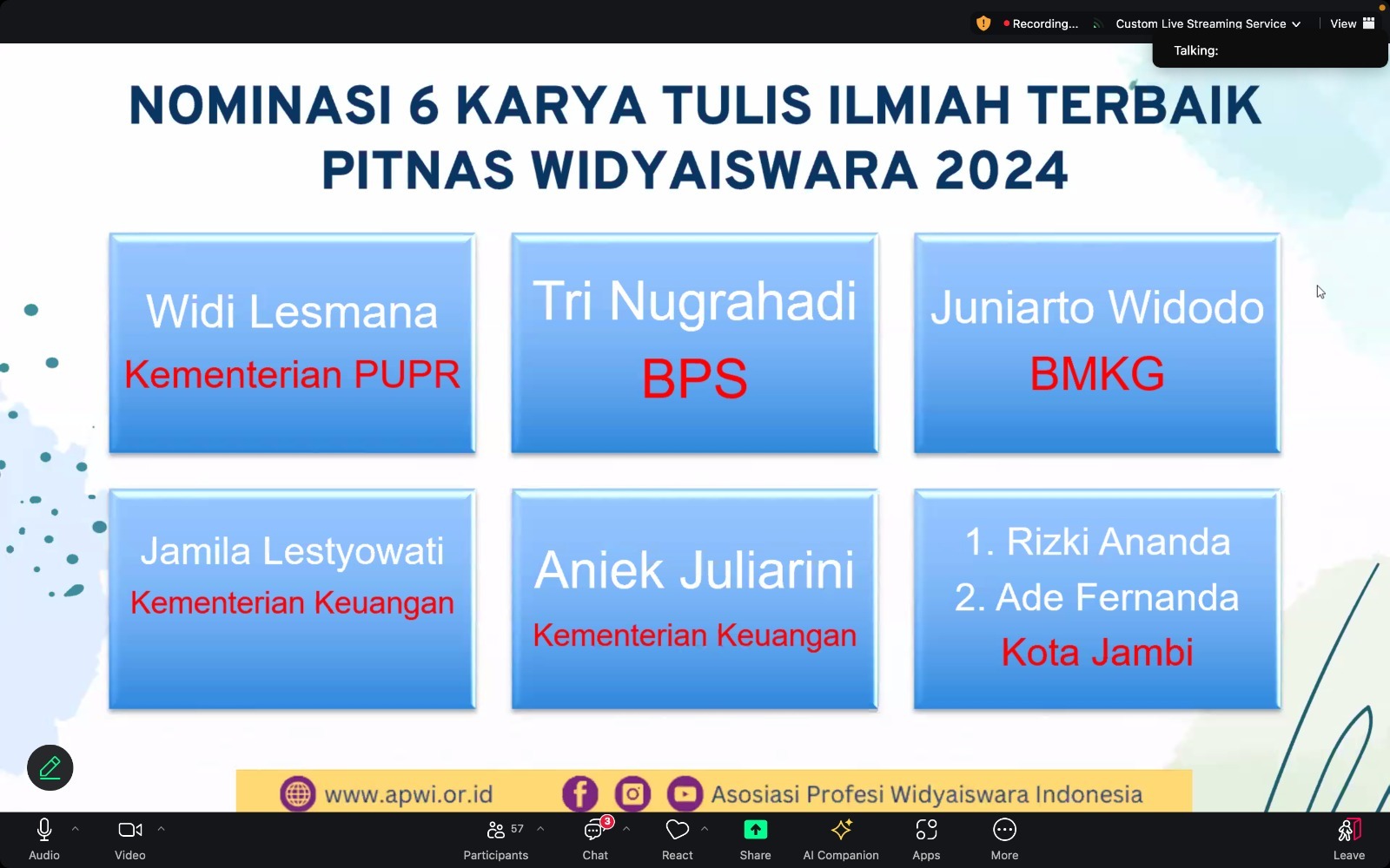 MEMBANGGAKAN! Widyaiswara Ahli Pertama BKPSDMD Kota Jambi Masuk Nominasi 6 Besar  Karya Tulis Ilmiah Nasional