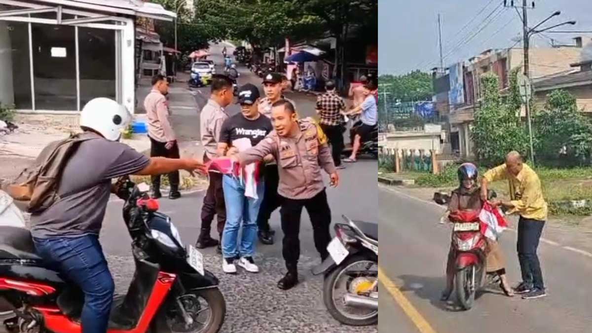 Hangatnya Kebersamaan, Polda Sumsel Bagikan Ribuan Bendera Merah Putih Jelang HUT RI ke-80