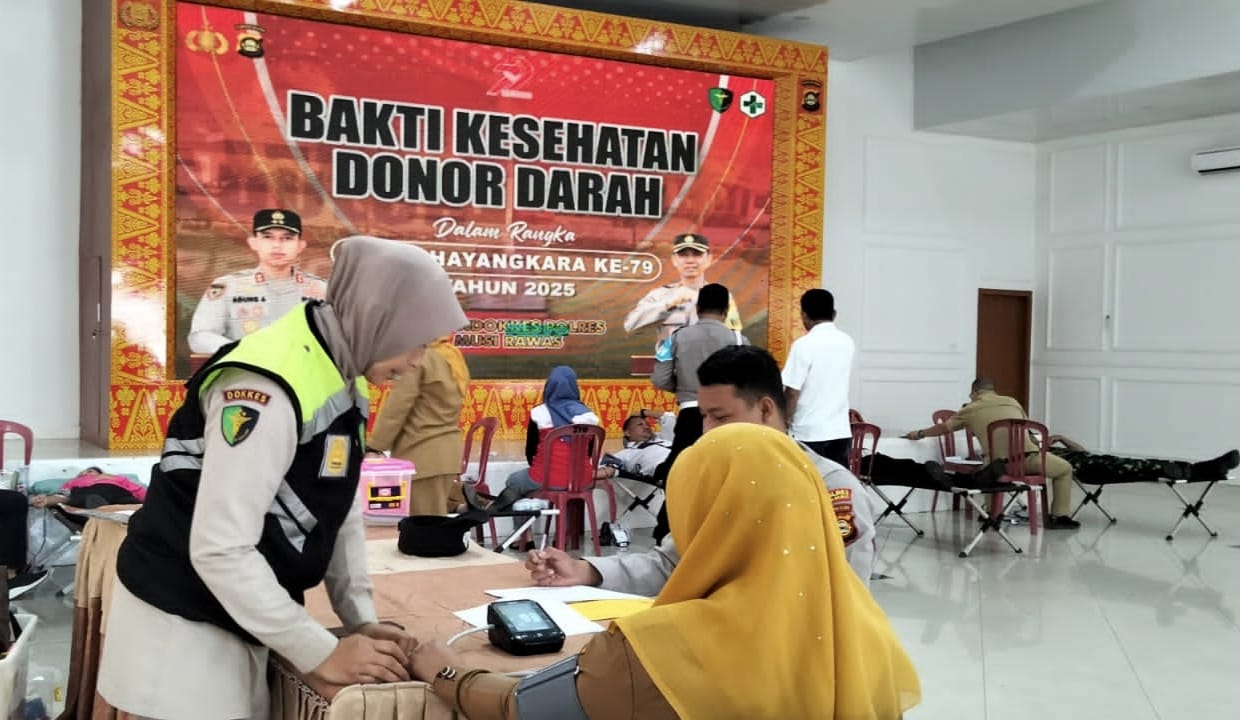 Polres Musi Rawas Sumbang Puluhan Kantong Darah Dari Bakkes Donor Darah Hari Bhayangkara ke-79