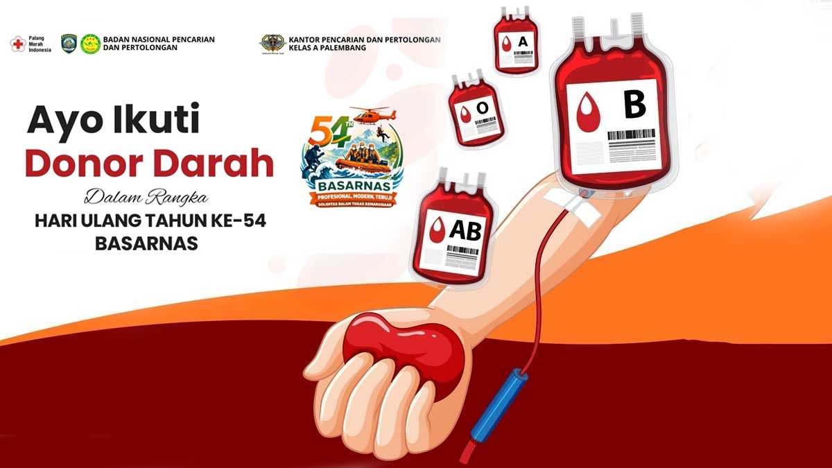 HUT Basarnas, Kantor SAR Palembang Ajak Warga Donor Darah Bersama Personel SAR