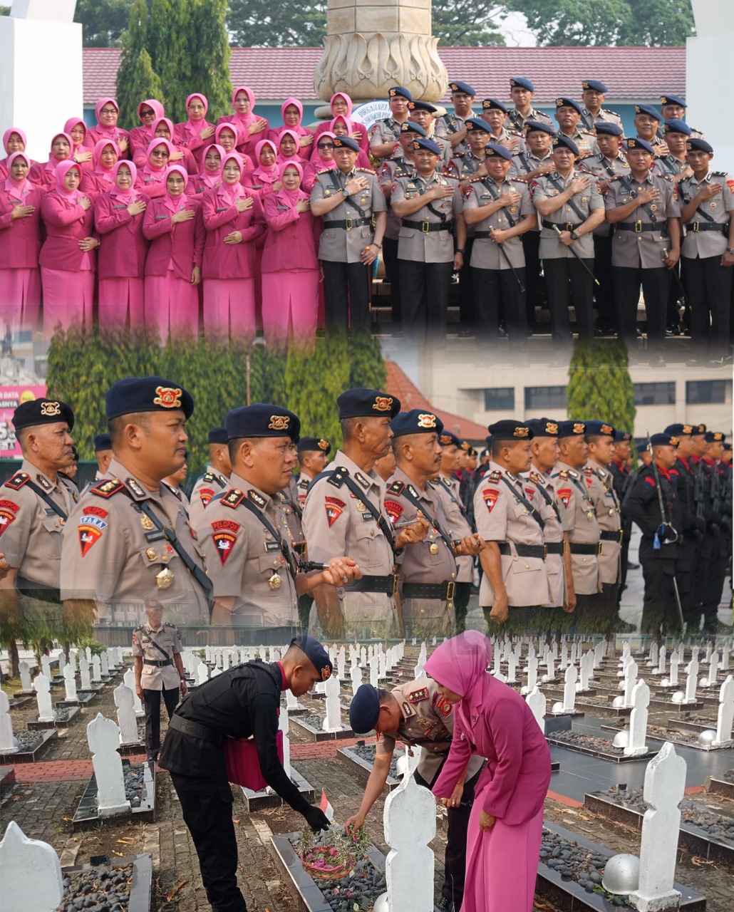 Danyon Satbrimob Polda Sumsel Batalyon B Pelopor Ziarah Makam Pahlawan di Palembang