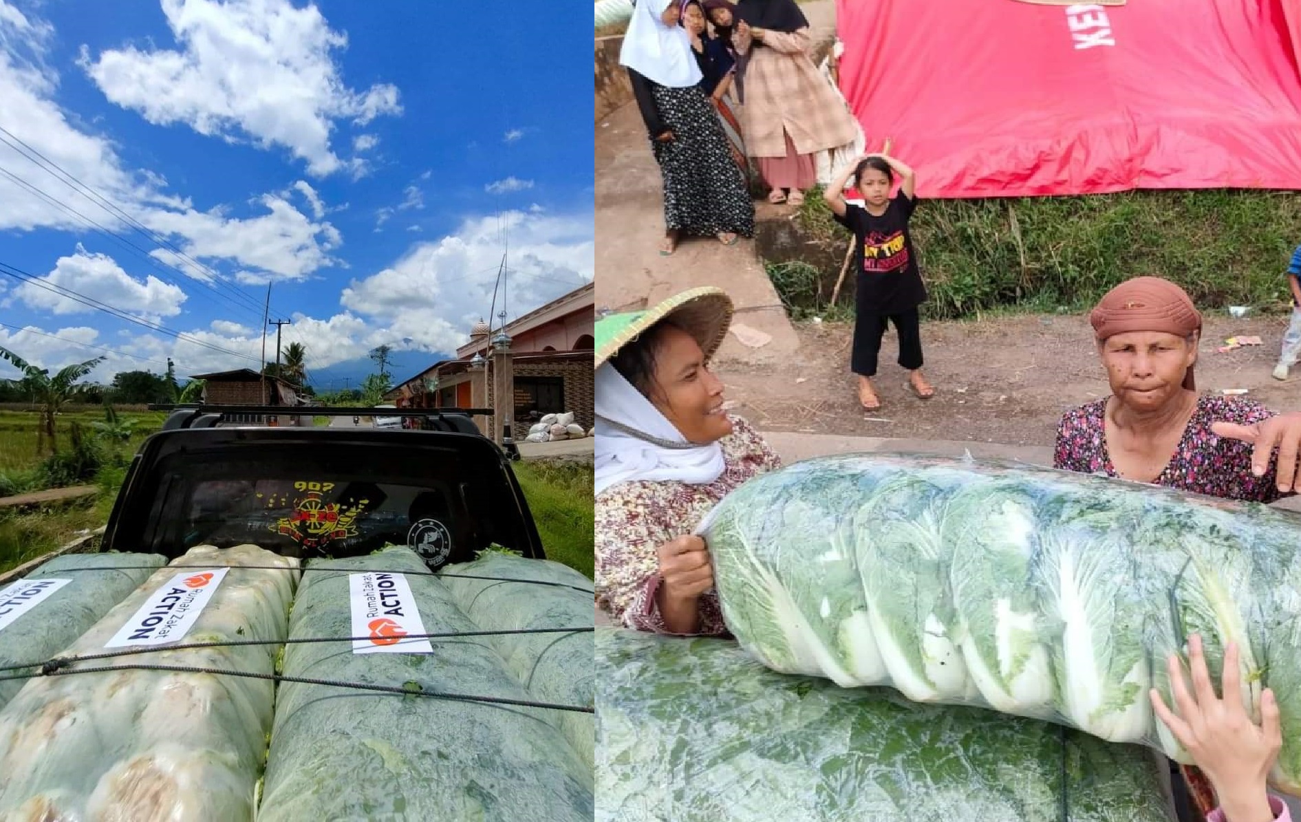  Bahagianya Warga Terdampak Gempa Cianjur Dapat Sayuran Segar
