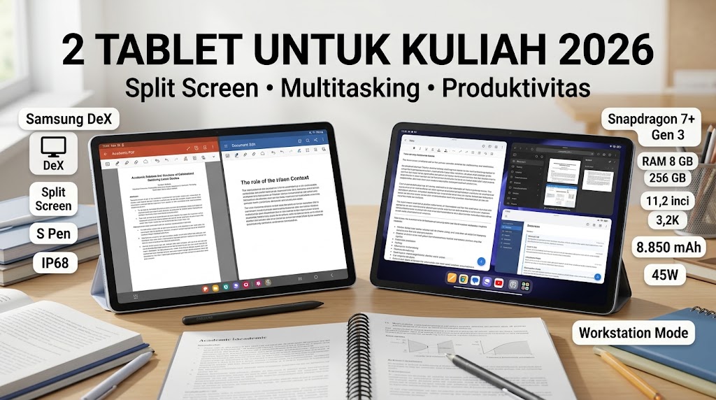 Prosesor Snapdragon 7+ Gen 3 dan Workstation Mode: Intip 2 Pilihan Tablet Terbaik untuk Mahasiswa