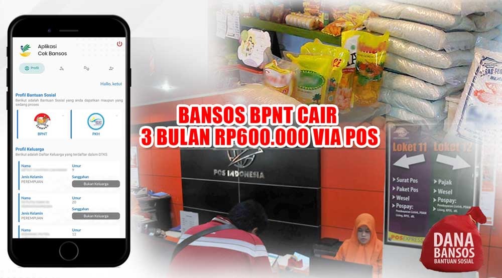Bansos BPNT Cair 3 Bulan Rp600.000 Via Pos, Lewat Bank Himbara Periode Salur Masih Mei-Juni