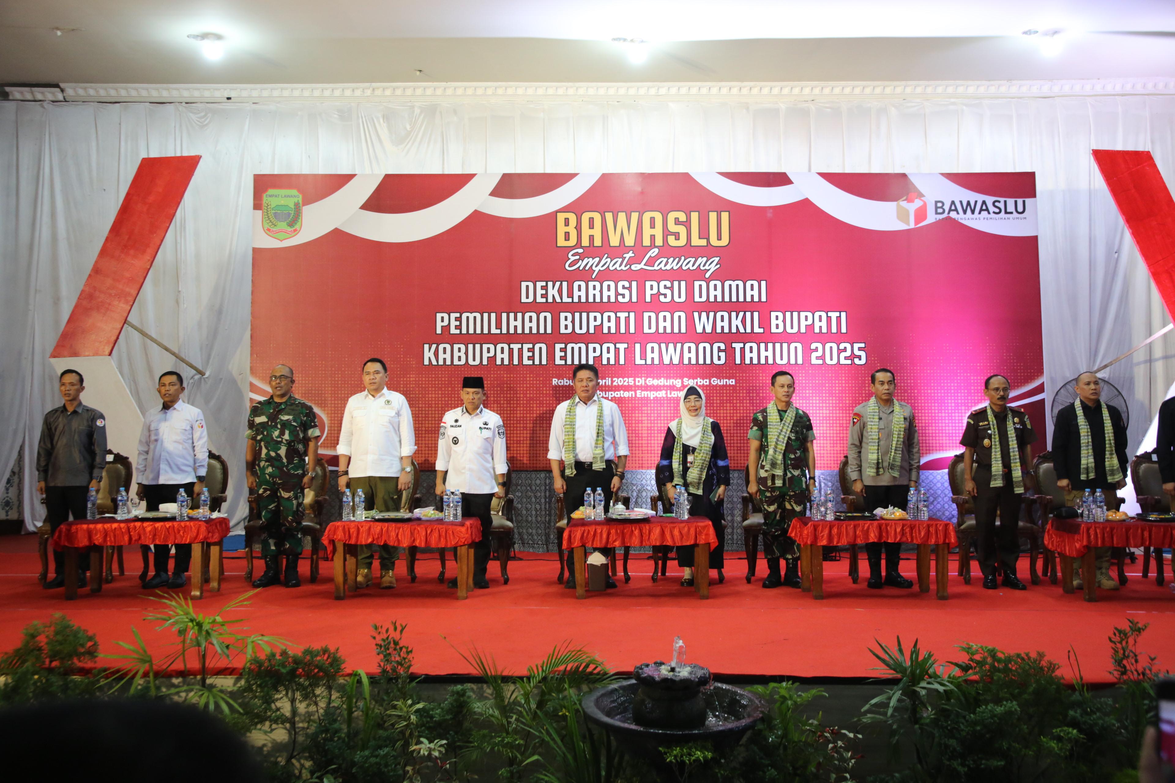 Hadiri Deklarasi PSU Damai Pilkada Empat Lawang, Herman Deru Jamin PSU Berlangsung Luber dan Demokratis