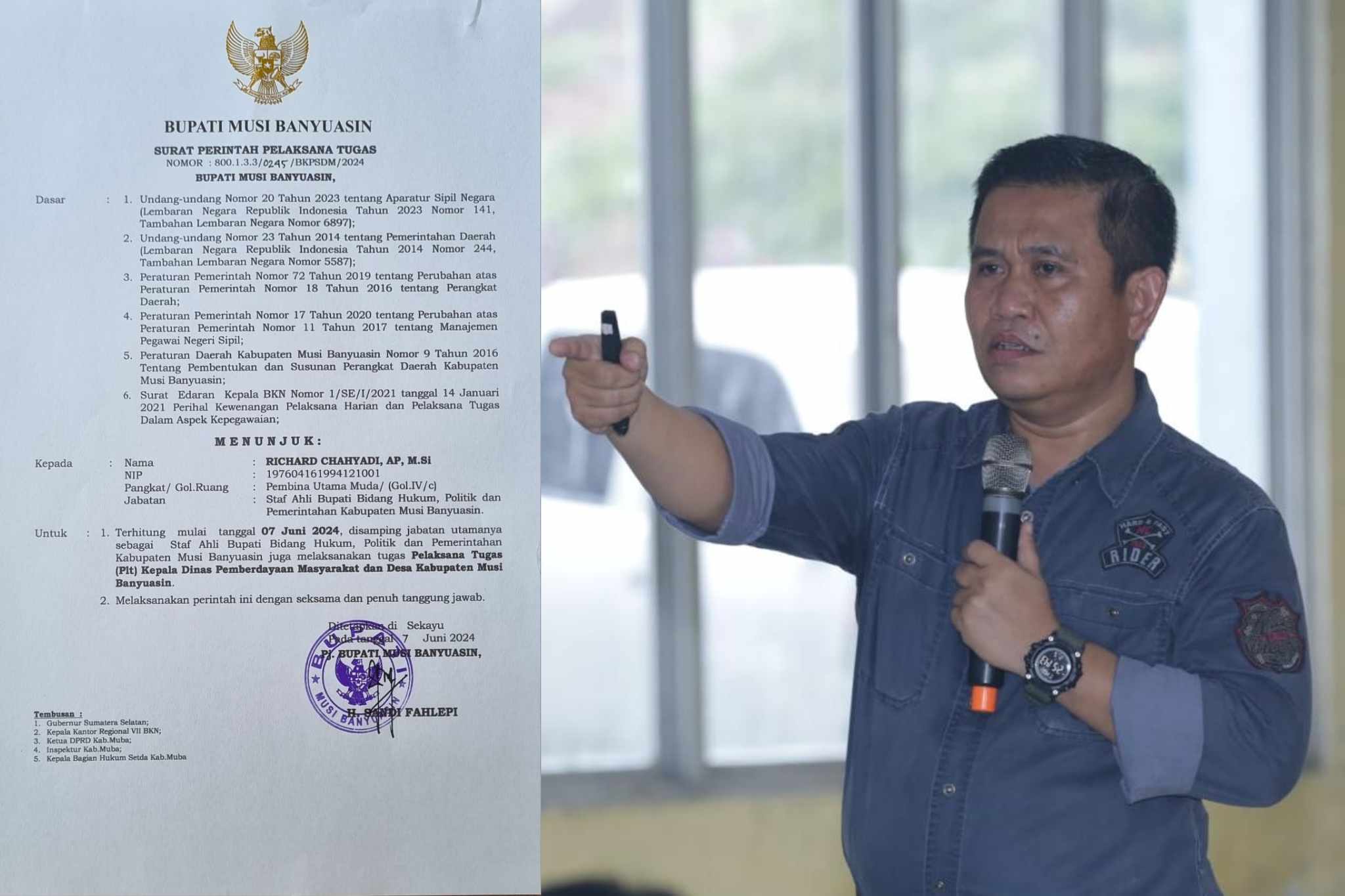 Jabatan Plt Kadis PMD Muba Diganti, Pj Bupati Tunjuk Richard Cahyadi Jadi Pelaksana Tugasnya