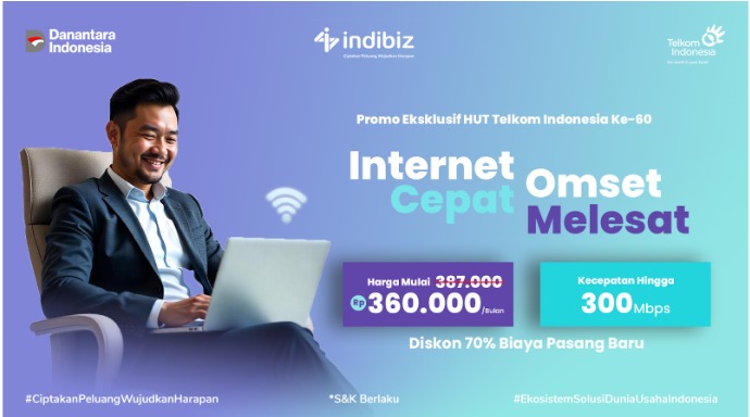 Rayakan HUT ke-60 Telkom, Indibiz Hadirkan Paket Internet Hemat untuk Pelaku Usaha
